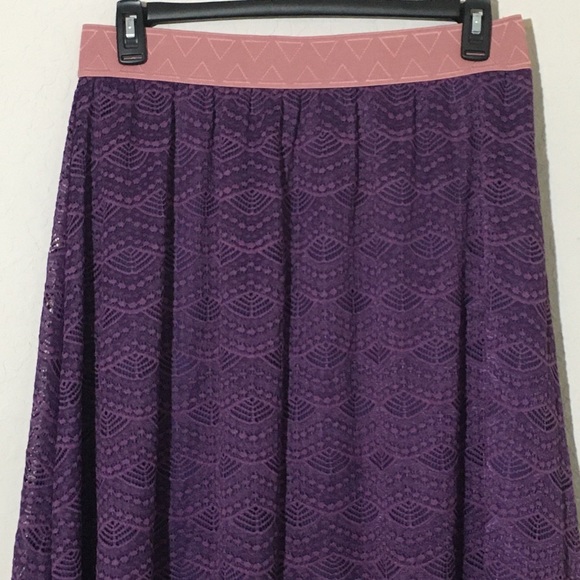 LuLaRoe Lola Purple Lace Aline Skirt Sz XL - Picture 2 of 8
